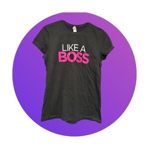 Black 'Like A Boss' fitted T-Shirt sz Large